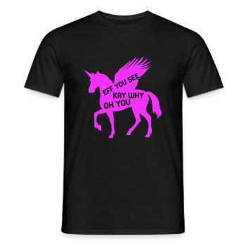 Funny unicorn saying with pink unicorn - Men's T-Shirt - black - Front - AI Model Male 178 light (178cm)