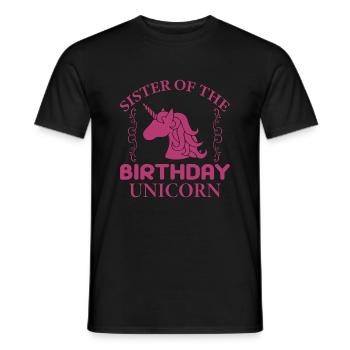 Schwester Des Geburtstagseinhorns - Männer T-Shirt - Schwarz - Vorne - AI Model Male 178 light (178cm)