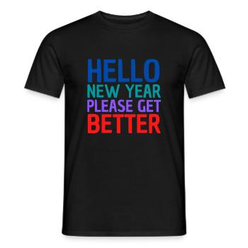 Bonjour la nouvelle année s’il vous plaît allez mieux - Amusant - T-shirt homme - noir - Devant - AI Model Male 178 light (178cm)