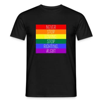 Höre Nie Auf Zu Lieben Hör Auf Zu Kämpfen - LGBT - Männer T-Shirt - Schwarz - Vorne - AI Model Male 178 light (178cm)