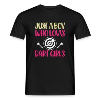 Just A Boy Who Loves Dart Girls - Darts - Men's T-Shirt - black - Front - AI Model Male 178 light (178cm)