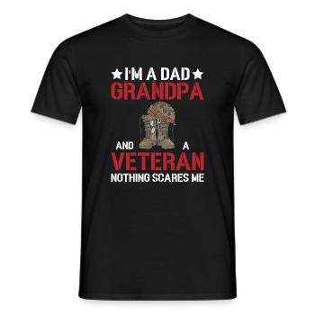 I am a father grandpa and a veteran - soldier - Men's T-Shirt - black - Front - AI Model Male 178 light (178cm)