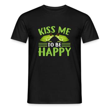 Küss Mich Um Glücklich Zu Sein - Frosch - Männer T-Shirt - Schwarz - Vorne - AI Model Male 178 light (178cm)