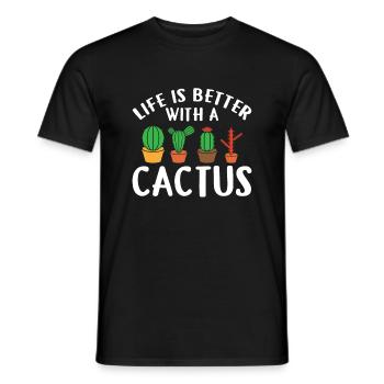 Das Leben Ist Besser Mit Einem Kaktus - Männer T-Shirt - Schwarz - Vorne - AI Model Male 178 light (178cm)