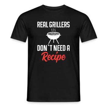 Echte Griller Brauchen Kein Rezept - Grillen - Männer T-Shirt - Schwarz - Vorne - AI Model Male 178 light (178cm)