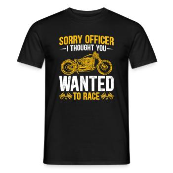 Sorry Officer - Funny Motorcycle Saying - Men's T-Shirt - black - Front - AI Model Male 178 light (178cm)