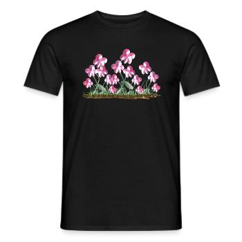 fleurs roses plante symbole naturel - T-shirt homme - noir - Devant - AI Model Male 178 light (178cm)