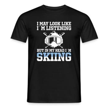 Skiing Ski lovers Mountains in winter - Men's T-Shirt - black - Front - AI Model Male 178 light (178cm)