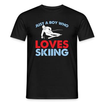 Nur Ein Junge Der Skifahren Liebt - Skifahrer - Männer T-Shirt - Schwarz - Vorne - AI Model Male 178 light (178cm)