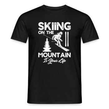 Skifahren Am Berg Ist Dein Leben - Skifahren - Männer T-Shirt - Schwarz - Vorne - AI Model Male 178 light (178cm)