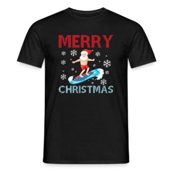 Frohe Weihnachten - Surfing Santa Claus - Männer T-Shirt - Schwarz - Vorne - AI Model Male 178 light (178cm)