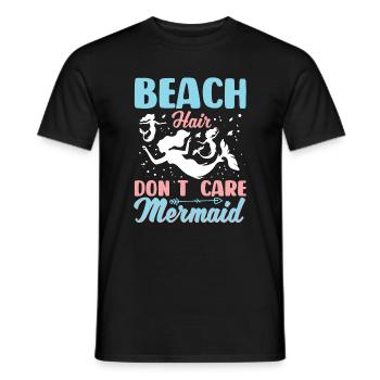 Beach hair doesn't care about mermaid - Men's T-Shirt - black - Front - AI Model Male 178 light (178cm)
