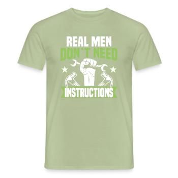 Real men don't need guidance - DIY enthusiasts - Men's T-Shirt - sage - Front - AI Model Male 178 light (178cm)
