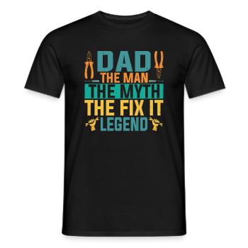 Papa The Man The Myth The Fix It Legend Father - Men's T-Shirt - black - Front - AI Model Male 178 light (178cm)