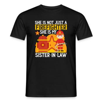 She is not just a firefighter - fire brigade - Men's T-Shirt - black - Front - AI Model Male 178 light (178cm)