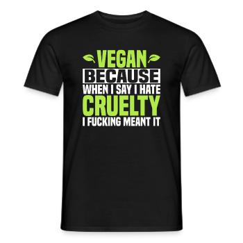 Vegan Parce que je déteste la cruauté - Vegan - T-shirt homme - noir - Devant - AI Model Male 178 light (178cm)
