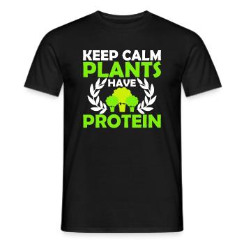 Bleibe Ruhig Pflanzen Haben Proteine - Vegan - Männer T-Shirt - Schwarz - Vorne - AI Model Male 178 light (178cm)