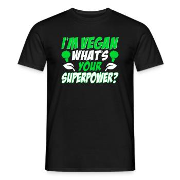 Je suis végétalien, quel est votre superpouvoir? Végétalien - T-shirt homme - noir - Devant - AI Model Male 178 light (178cm)