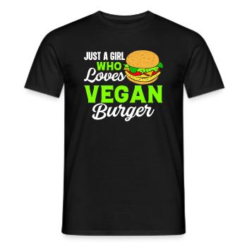 Only a girl who loves vegan burger Vegan Girl - Men's T-Shirt - black - Front - AI Model Male 178 light (178cm)