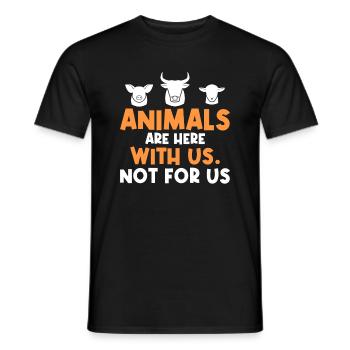 Les animaux sont ici avec nous. Pas pour nous. -Végétalien - T-shirt homme - noir - Devant - AI Model Male 178 light (178cm)