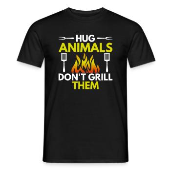 Ne pas griller les animaux - végétalien - T-shirt homme - noir - Devant - AI Model Male 178 light (178cm)