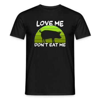 Aimez-moi ne me mangez pas - dicton végétalien - T-shirt homme - noir - Devant - AI Model Male 178 light (178cm)