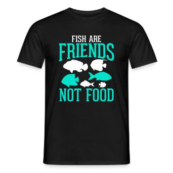 Les Poissons sont amis Pas de nourriture - végétalien - T-shirt homme - noir - Devant - AI Model Male 178 light (178cm)