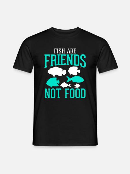Fische Sind Freunde Kein Essen - Vegan - Männer T-Shirt - Schwarz