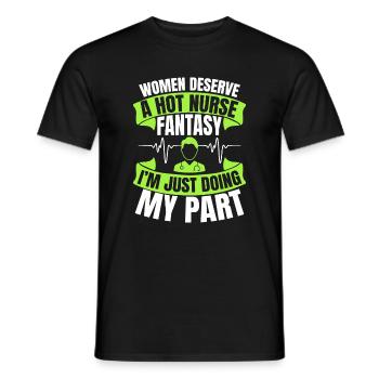 Les femmes méritent une infirmière chaude - T-shirt homme - noir - Devant - AI Model Male 178 light (178cm)