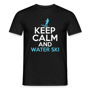 Stay calm and water ski - Men's T-Shirt - black - Front - AI Model Male 178 light (178cm)