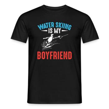 Water skiing is my friend - Waterskier - Men's T-Shirt - black - Front - AI Model Male 178 light (178cm)