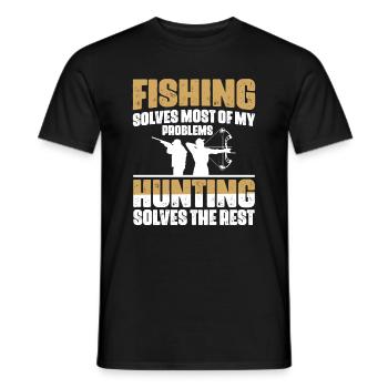 Fischen Löst Die Meisten Meiner Probleme Jagen - Männer T-Shirt - Schwarz - Vorne - AI Model Male 178 light (178cm)