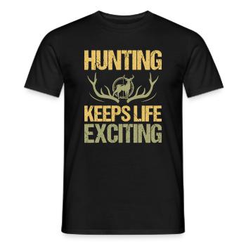 Hunting keeps life exciting - Men's T-Shirt - black - Front - AI Model Male 178 light (178cm)