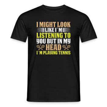 J’ai peut-être l’air de t’écouter - T-shirt homme - noir - Devant - AI Model Male 178 light (178cm)
