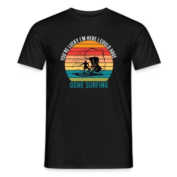 Tu as de la chance que je sois là j’aurais surfé - T-shirt homme - noir - Devant - AI Model Male 178 light (178cm)
