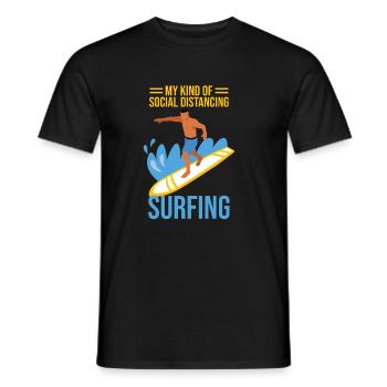 My way of social distancing - surfing - Men's T-Shirt - black - Front - AI Model Male 178 light (178cm)