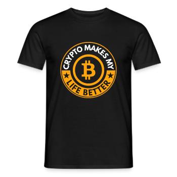 Crypto makes my life better - Men's T-Shirt - black - Front - AI Model Male 178 light (178cm)