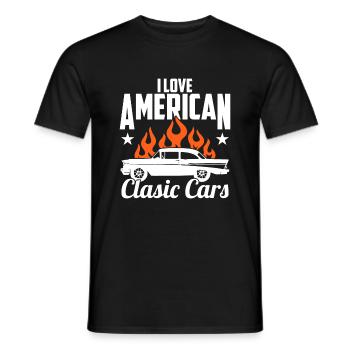 J’adore les voitures classiques américaines - T-shirt homme - noir - Devant - AI Model Male 178 light (178cm)