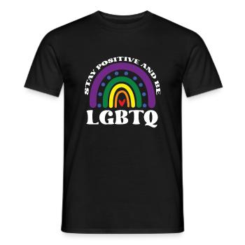 Positiv Bleiben Und LGBTQ Sein - Männer T-Shirt - Schwarz - Vorne - AI Model Male 178 light (178cm)