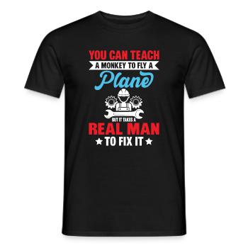 Un singe peut apprendre à piloter un avion - T-shirt homme - noir - Devant - AI Model Male 178 light (178cm)