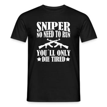 Tireur d’élite Pas besoin de courir... - Vétéran - T-shirt homme - noir - Devant - AI Model Male 178 light (178cm)