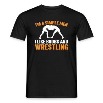 Ich Bin Ein Einfacher Mann Brüste und Wrestling - Männer T-Shirt - Schwarz - Vorne - AI Model Male 178 light (178cm)