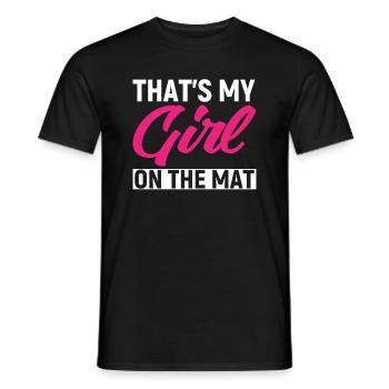 This is my girl on the mat - Men's T-Shirt - black - Front - AI Model Male 178 light (178cm)
