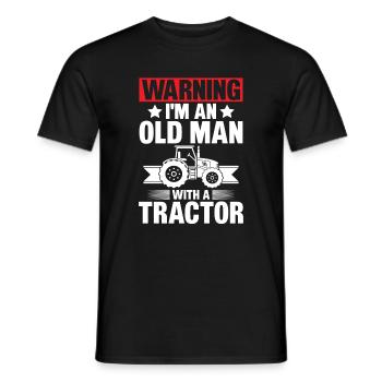 Warning: I'm an old man with a tractor - Men's T-Shirt - black - Front - AI Model Male 178 light (178cm)