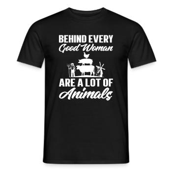 Hinter Jeder Guten Frau Stehen Eine Menge Tiere - Männer T-Shirt - Schwarz - Vorne - AI Model Male 178 light (178cm)