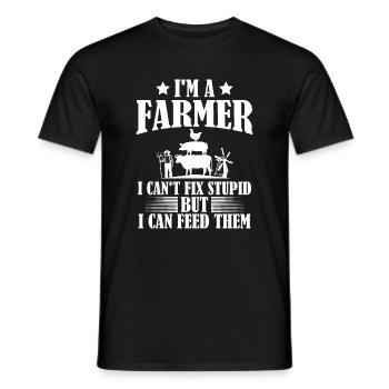 I'm a farmer, I can't cure stupidity - Men's T-Shirt - black - Front - AI Model Male 178 light (178cm)