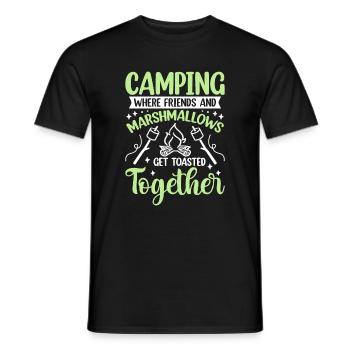 Camping where friends and marshmallow are roasted - Men's T-Shirt - black - Front - AI Model Male 178 light (178cm)