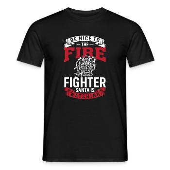 Be nice to the firefighter - Men's T-Shirt - black - Front - AI Model Male 178 light (178cm)