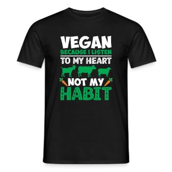 Vegan because I listen to my heart - Men's T-Shirt - black - Front - AI Model Male 178 light (178cm)