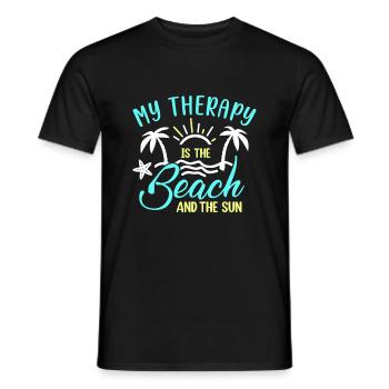 Ma thérapie est la plage et le soleil - T-shirt homme - noir - Devant - AI Model Male 178 light (178cm)